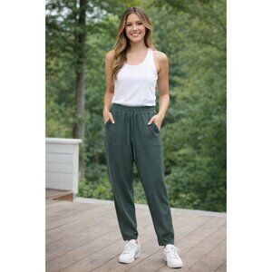 Splendid Women Olive Green  Viscose Knit Supersoft Lounge Sweatpants Size Small